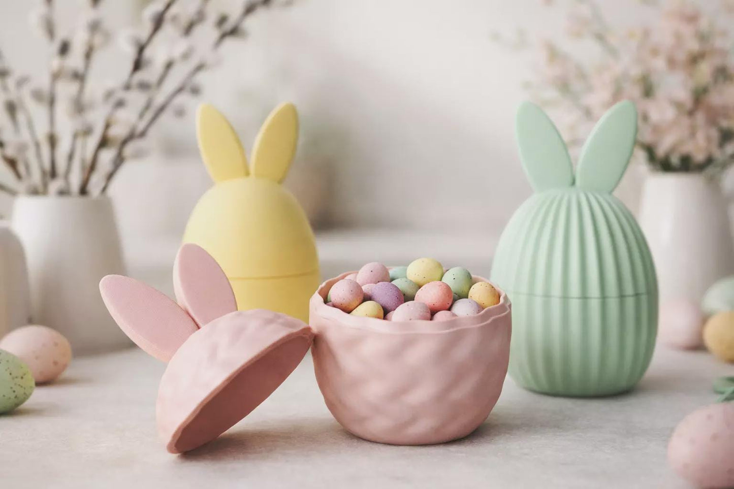 Bunny Egg Box Set of 3 Easter Candy Containers