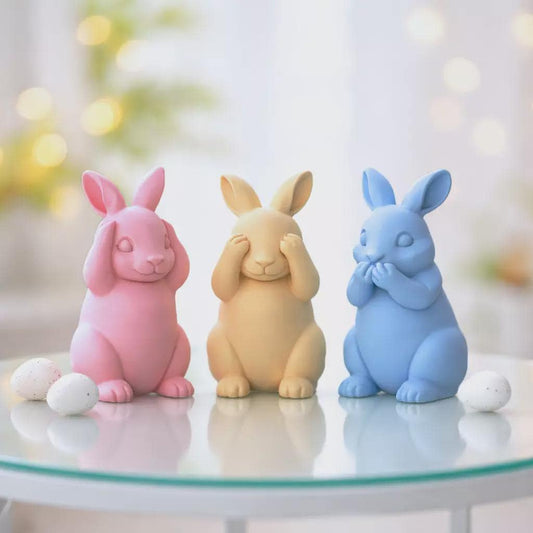 Easter Bunny Trio See Hear Speak No Evil Rabbit Set 3D print model
