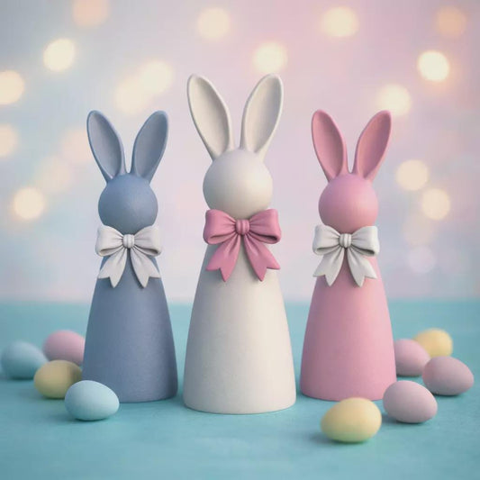 Easter Ribbon Bunny Minimalist Bow Rabbit Figurines